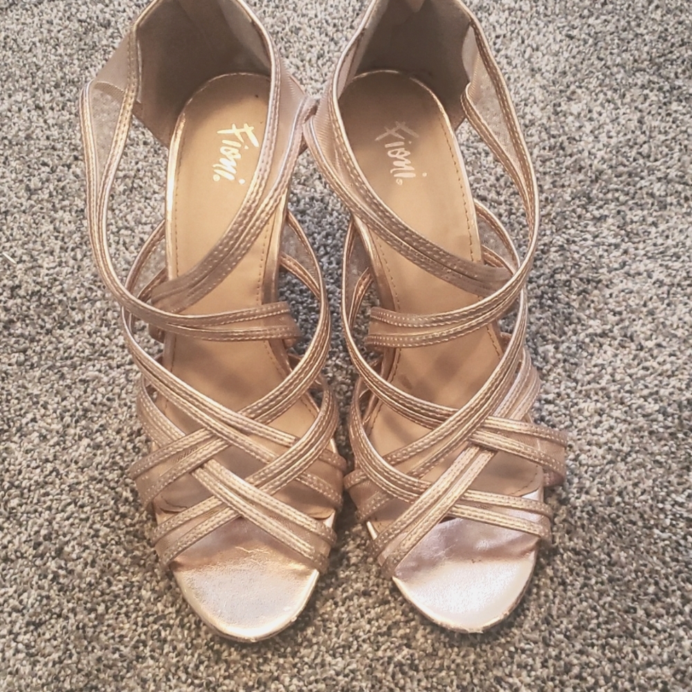 Strappy rose gold heels